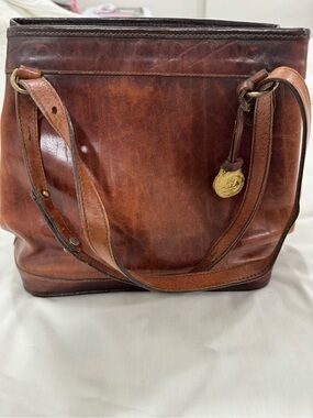 Vintage Brown Leather Brahmin Tote